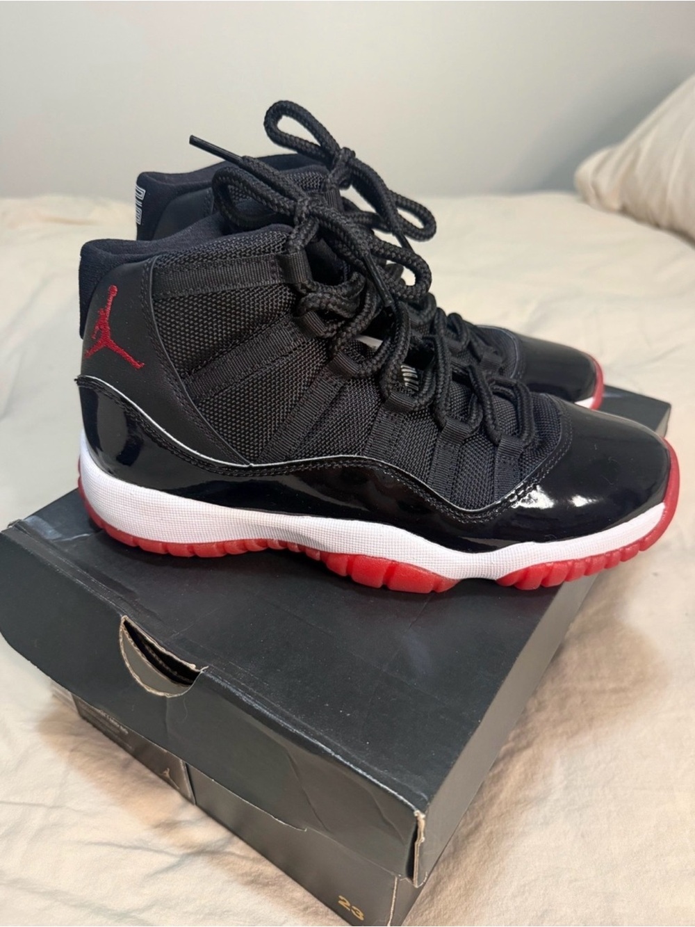 Jordan Boys Black and Red High-Top Sneakers - Picture 2 of 4
